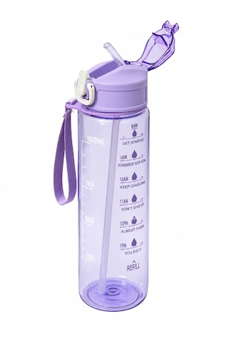 1 Litre Motivasyon Suluk Sporcu Suluk Çocuk Suluk Kilitli Kapak Askılı Suluk Mor
