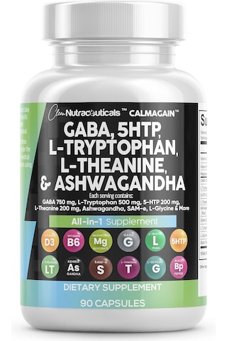 Clean Nutraceuticals Gaba 5 Htp L Tryptophan L Theanine Sam-e L-glycine Mood Support 90 Capsules