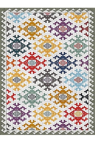 Kaymaz Tabanlı Yıkanabilir Dijital Baskı Çocuk Halısı Kilim Desen Çok Renkli