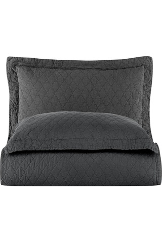 Este %100 Pamuk Parça Boyama Yatak Örtüsü Seti 180 X 260 Antrasit Bej