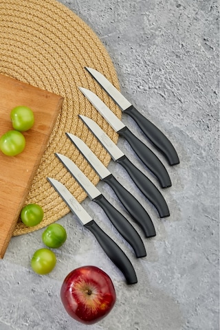 Cooker 12 Li Lüx Paslanmaz Çelik Sebze Ve Meyve Bıçağı Siyah