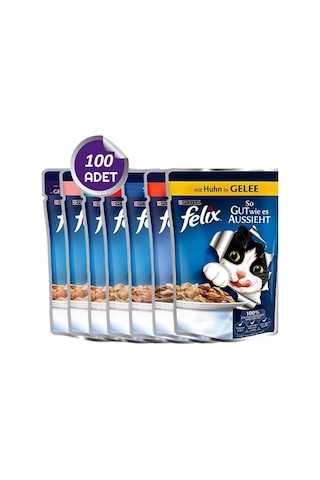 Purina Felix Karışık Çeşitli Yetişkin Kedi Yaş Maması 100 x 100 G