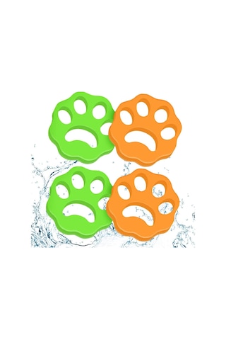 Springsun 4'lü Yıkayıcı Kedi Köpek Tüy Toplayıcı - Yeniden Kullanılabilir Çamaşır Makinesi Tüy Tutucu Turuncu - Yeşil