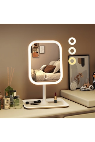 Aurora Hafif Masasüstü Aynalımak Yaj Aynası Beyaz
