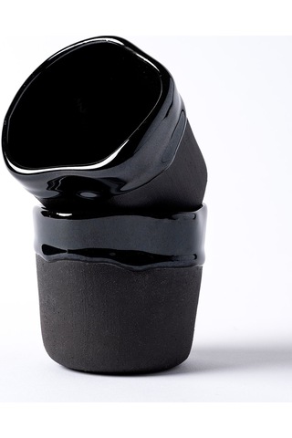 Must Siyah Mavi Stoneware Hareli El Yapımı Mug Fincan 2li Set 8637