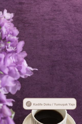 Elart Soft Kadife Masa Örtüsü Dikdörtgen 150x220 Cm Mor Mor