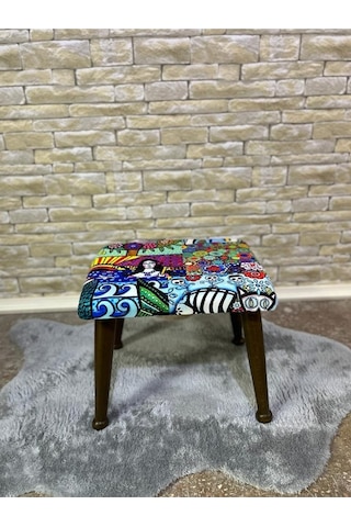 Trend Ceviz Diego Ahşap Ayak Uzatma Pufu Makyaj Koltuğu Bench Tabure