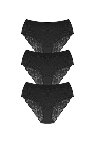 Cottonhill Dantelli Arkası Transparan Büyük Beden Bikini Külot 3'lü Paket-3 Çok Renkli 4