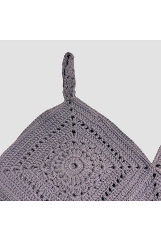 Uretti - Yıldız 7202 - El Örgüsü Crop Büstiyer Bikini Üstü Motif - Mavi