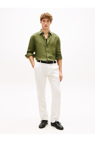 Tommy Hilfiger Pıgment Dyed Lı Solıd Rf Shırt Erkek Yeşil Gömlek - Mw0mw41530