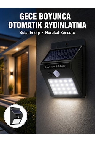 Su Geçirmez 20 Led Solar Aydınlatma Dış Mekan İçin Pır Hareket Sensörü İle Akıllı Işık Yeni Nesil Siyah