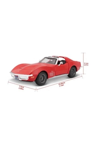 Maisto Lisanslı Metal 1970 Corvette 1:24 Ölçekli Kaputu Ve Kapısı Açılabilir Oyuncak Model Araba Kırmızı