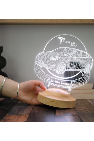 Tesla Model Y Kişiye Özel Led Lamba, Tesla Sahiplerine Hediye, Otomobil Tutkunlarına Özel Masa Lambası