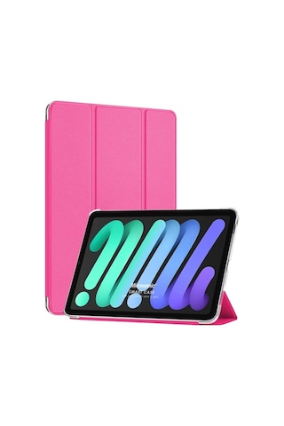 Microsonic Apple Uyumlu iPad Mini 6 2021 Smart Case Ve Arka Kılıf Pembe