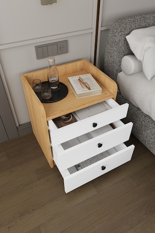 Modern 3 Çekmeceli Komodin Şifonyer %100 Mdf Çok Amaçlı Organizer Kmd01 Beyaz - Karına