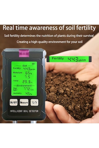 Motion003 6'sı 1 Arada Toprak Analiz Metre Nem Ph Işık Sıcaklık Testi 6'da 1 Toprak Testi
