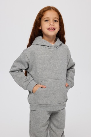 Panço Kız Çocuk Kapüşonlu Gri Sweatshirt