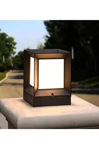 Şanled Kare Küp Dekoratif Siyah Kasa Set Üstü Bahçe Aydınlatma Armatürü -8 Adet Şeffaf