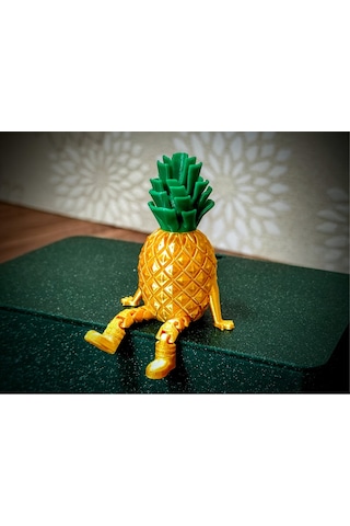 Tropikal Ananas Figürlü Sarkan Bacaklı Raf Süsü Dekoratif Masa Biblosu