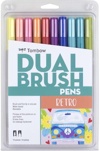 Tombow 10'Lu Retro Renkler Ab-T Dual Brush Pen G.Kalem Seti 56217
