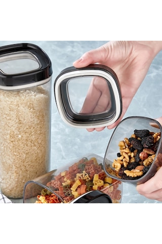 Ceronni Bonny Erzak Saklama Kabı 3lü Set 1,8lt - 1lt - 600ml Siyah Siyah