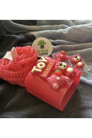 Brokoli Home Apple Uyumlu iPhone 18w/20w Toy Desenli Şarj Kılıfı, Şarj Kablosu Örme Aparatı, Kablo Koruyuc Diğer
