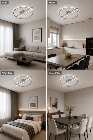 AvizeGO Alora Led Plafonyer Avize Beyaz Işık Gri
