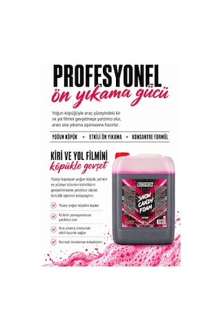 Snow Candy Foam 5 L Pembe Köpük Oto Yıkama Şampuanı Yoğun Köpüklü Konsantre Ön Yıkama Köpüğü