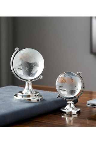 Dekoratif Cam Dünya Küresi Masa Ofis Dekoru 8x12 Cm
