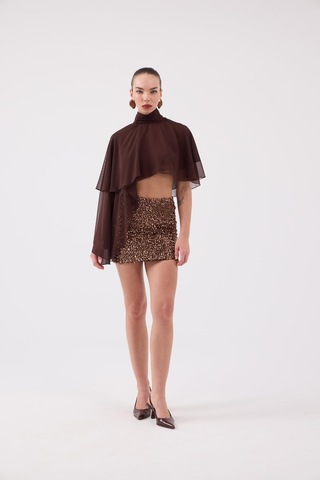 Holly Lolly Pelerin Model Bena Bluz Kahve