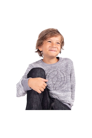 Ozmoz Logo Nakışlı Özel Örgü Organik Sweatshirt 001 Gri