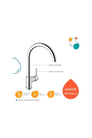 Artema A42091 Minimax S Eviye Bataryası Krom
