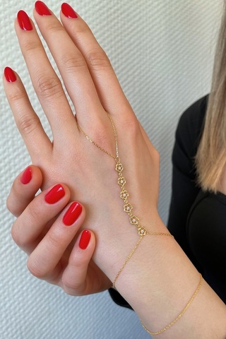 18k Altın Kaplamalı 925 Ayar Gümüş Çiçek Dizisi Şahmeran - 45100105 Altın