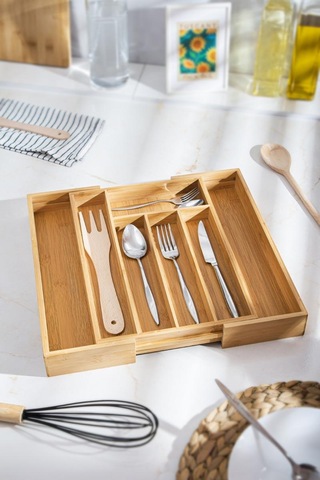 Bambu Ayarlanabilir Çekmece İçi Kaşıklık & Çekmece İçi Organizer 25 35 5 / 39 35 5 Ahşap