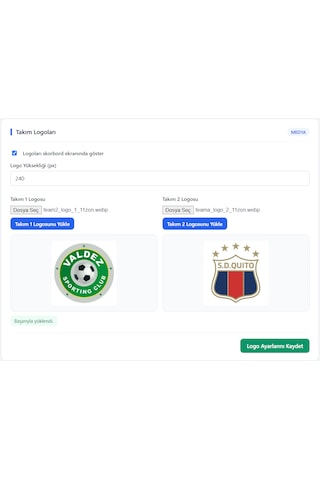 Skorbord Wifi'li Dijital Skor Tabelası Web Tarayıcıdan Kontrol Logo Destekli