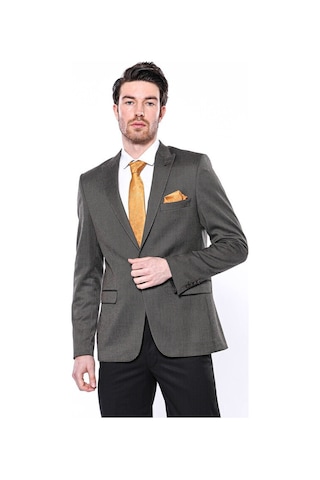 Wessi Kendinden Desenli Slim Fit Kahverengi Erkek Ceket 001