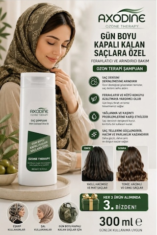 Axodine Gün Boyu Kapalı Kalan Saçlara Özel Ozon Terapi Şampuan 300 ML