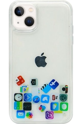 Teknomoda iPhone 15 Kılıf Düz Simsiz Sulu Apple Uyumlu iOS İkon Silikon Facebook