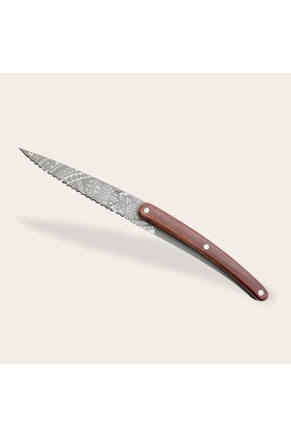 2 Deejo Paring Knives, Olive And Coral Wood / Polynesian And Pacific Kahverengi