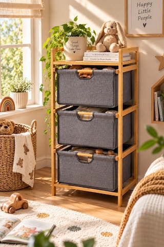 Porsima 2059 3 Katlı Ahşap Çok Amaçlı Çekmeceli Organizer Dolap