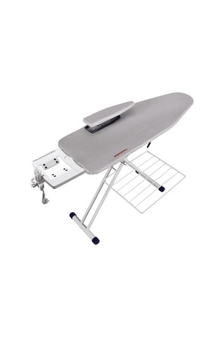Saraylı Tamara Ütü Masası Isıya Dayanıklı Teflon Kumaş, Elektrostatik Boyalı Monoblok Tabla, 42x125 Cm Desenli Yüzey Gri