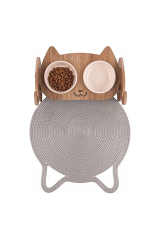 Gobypet Jüt Kulaklı Yuvarlak Kedi Köpek Mama Yatak Önü Paspası Hasır Kedi Matı 40 x 40 CM
