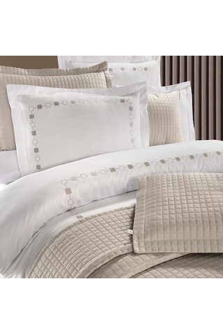 Pasioni Saten Elegante Taş Nakışlı Çift Kişilik Nevresim Takımı Taş