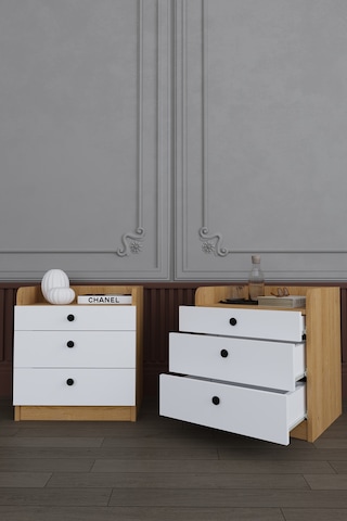 Asra Trend Yatak Odası Takımı 5 Parça %100 Mdf Gardırop Şifonyer Makyaj Masası Komodin Ytk01 Beyaz - Karına