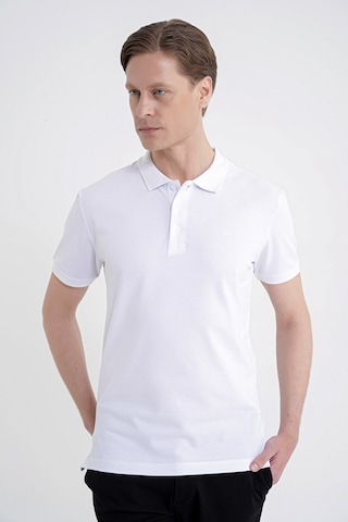 Efor Comfort Fit Kolu Ribanalı %100 Pamuk Düğmeli Beyaz Polo Yaka Tişört Ts 922