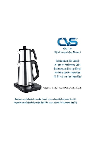 Cvs DN 1557 1.8 L Çelik Isı Ayarlı Digitea + Çay Makinesi