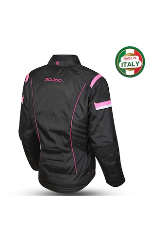 Scudo Lisbon 4 Mevsim Kadın Motosiklet Ceketi Siyah/pembe