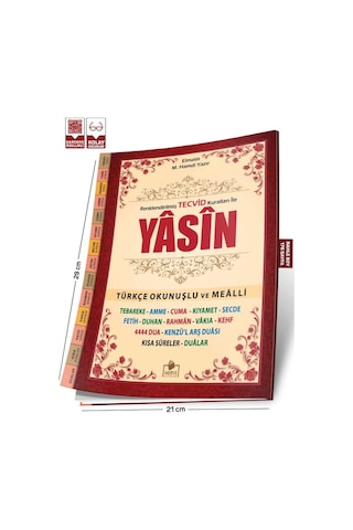 Tecvidli Yasini Şerif Türkçe Fihristli Rahle Boy