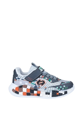 Zacoz Erkek Çocuk Oyun Desenli Spor Sneaker Ayakkabı Gri Füme