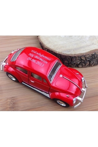 Kişiye İsime Özel Sevgiliye Eşe Hediye Kırmızı Metal Vosvos Çek Bırak Oyuncak Araba 12 Cm Kırmızı Kırmızı
